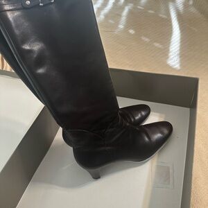 Cole Haan Dark Brown Leather Heeled Boots